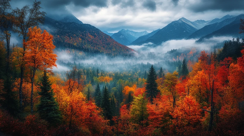 森林云雾深山秋色