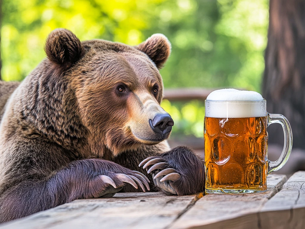 棕熊与啤酒杯