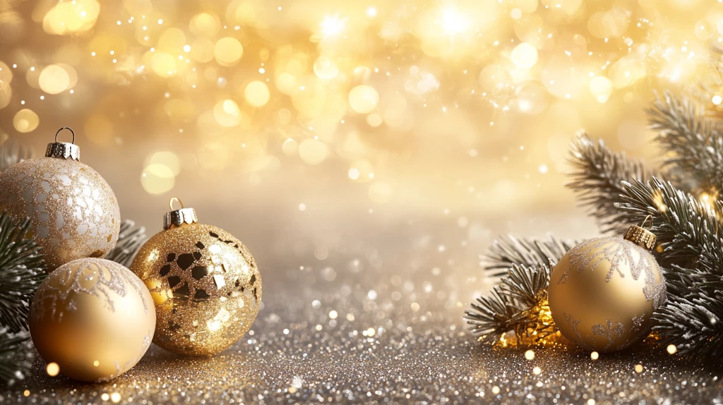 圣诞节金色圣诞球前景