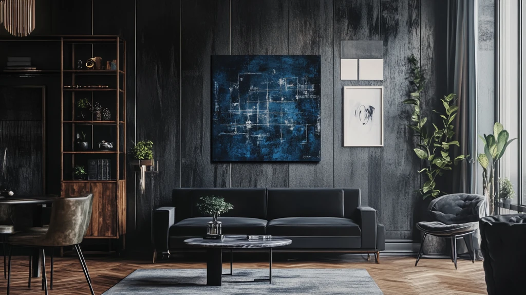 客厅挂画蓝色渐变