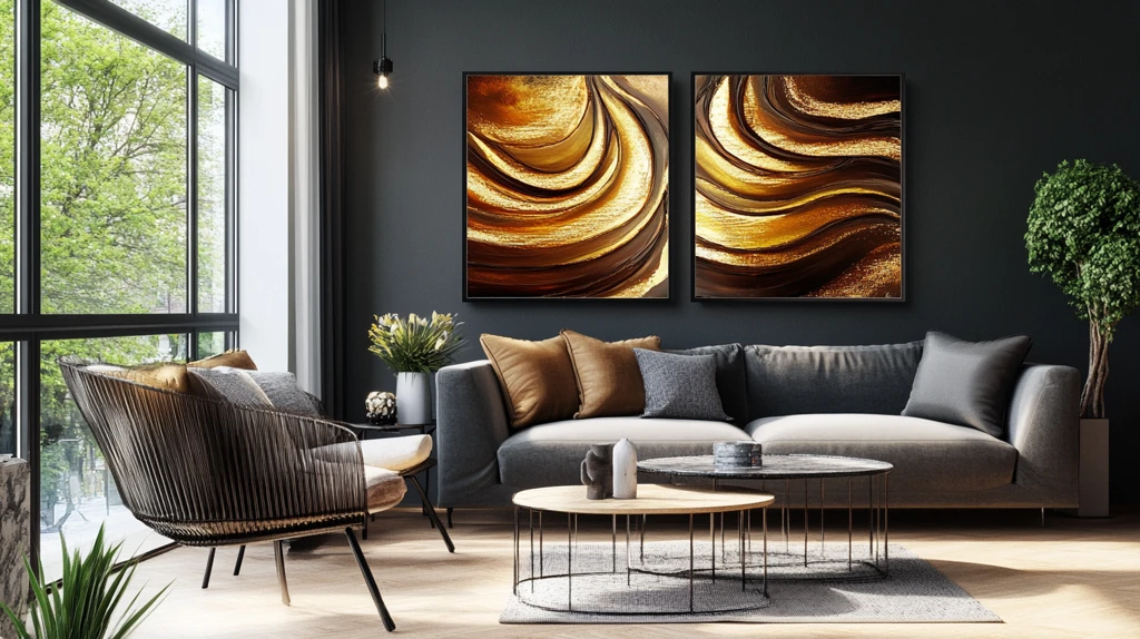 金色线条意境挂画