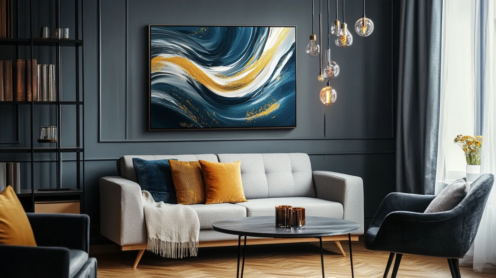 客厅挂画蓝色渐变