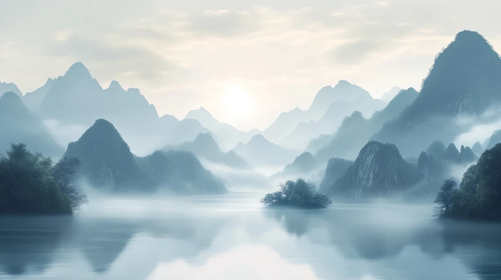 大幅高清山水日出