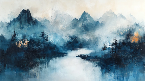 唯美意境彩墨山水