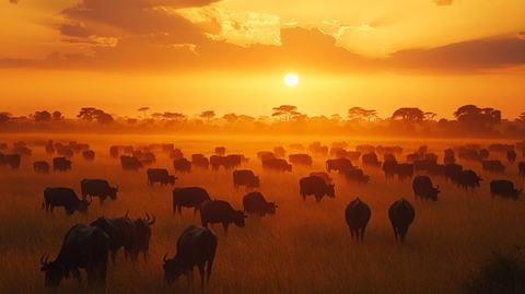 非洲动物迁徙场景