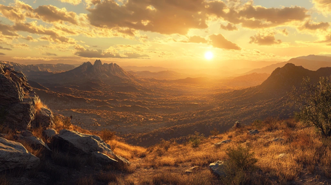 壮美大山日出全景