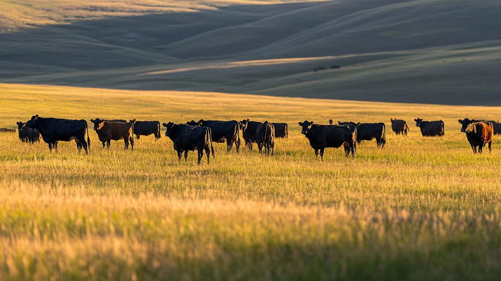 傍晚草原牧归牛群
