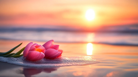 夕阳下的郁金香