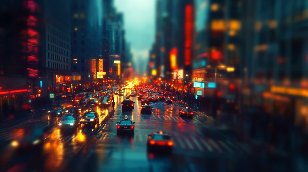 城市车流彩色光影