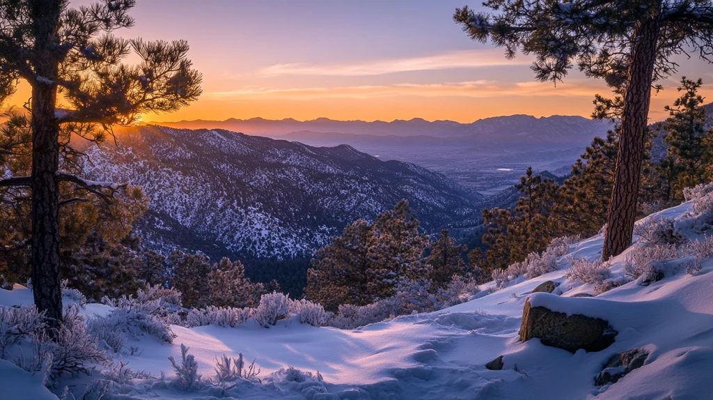 冬季雪景日出阳光
