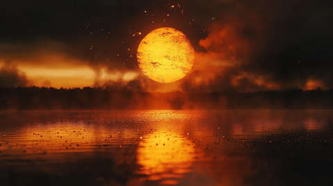 水面倒影月圆之夜