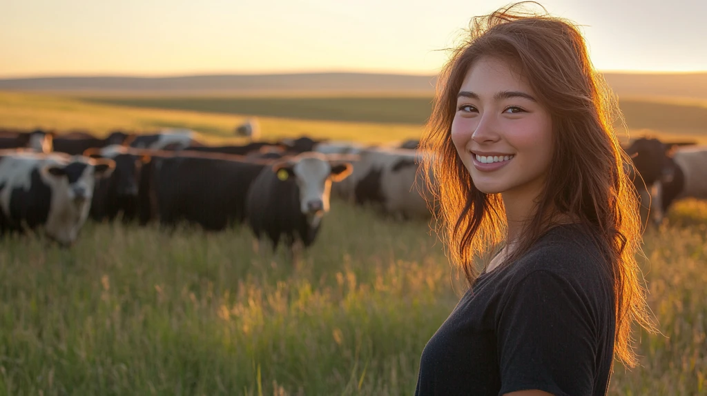 傍晚草原牧归牛群