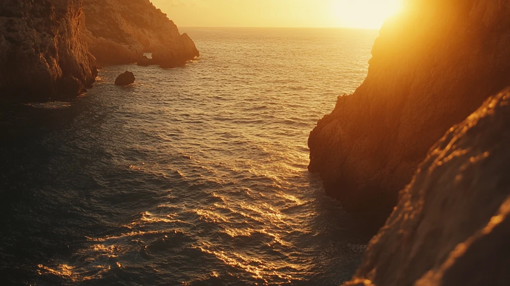 阳光夕阳太阳岩石岸边