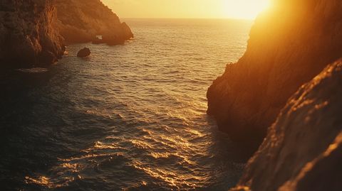 阳光夕阳太阳岩石岸边