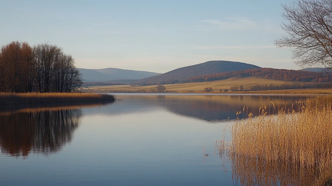 净月森林潭水夕阳秋色