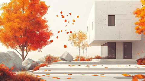 庭院秋叶与建筑