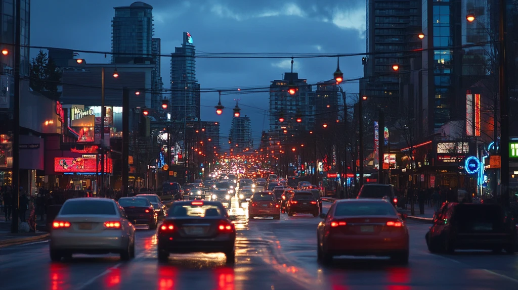 城市黄昏街道夜景