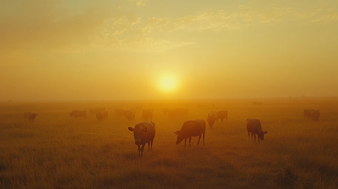 清晨太阳牛群乡村