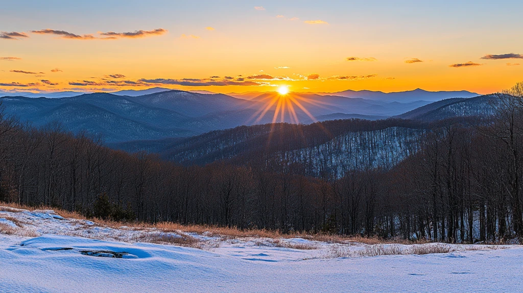 冬季东北雪景日出阳光