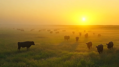 清晨太阳牛群乡村