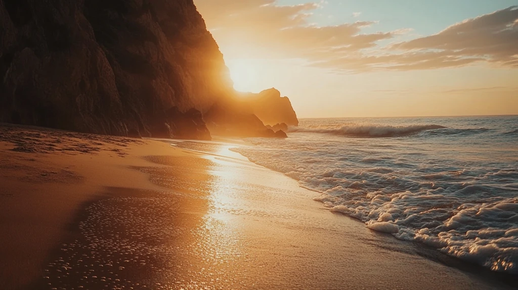 阳光夕阳太阳岩石岸边