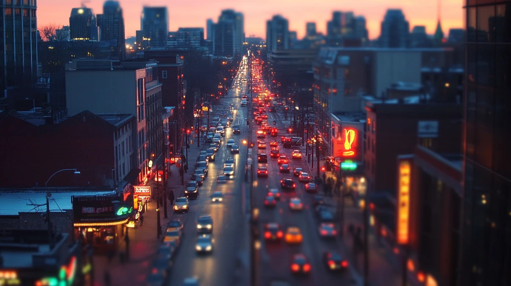 城市黄昏街道夜景