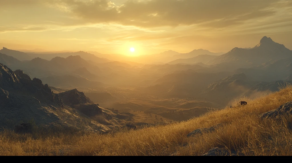 壮美大山日出全景
