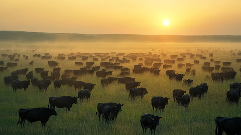 清晨太阳牛群乡村