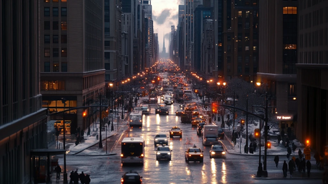 城市黄昏街道夜景