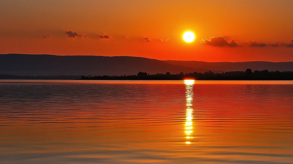 夕阳下的官厅湖