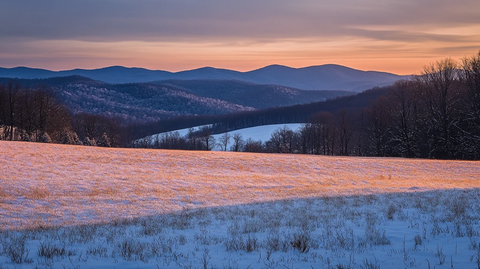 雪景日出荒山冰冷