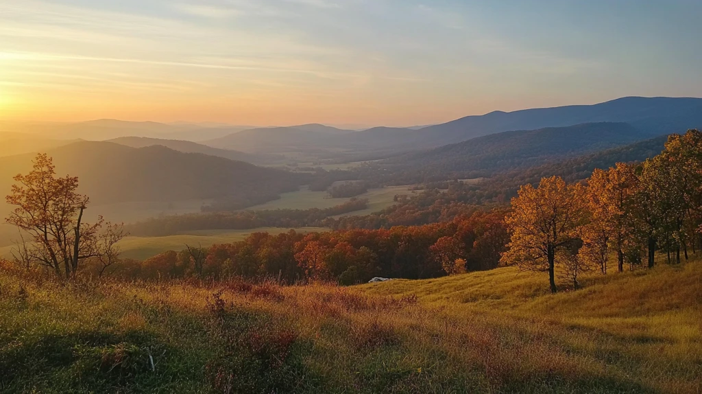 山地丘陵草场夕阳