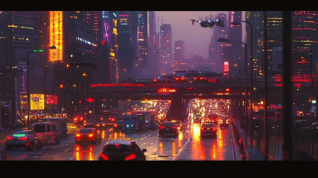 钢铁城市雨天的城市