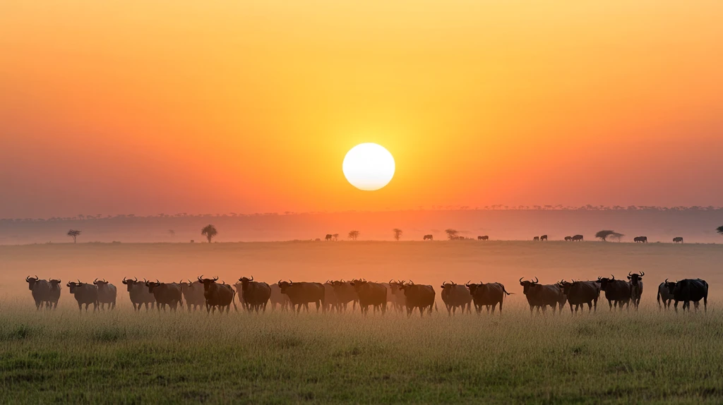 清晨太阳牛群乡村