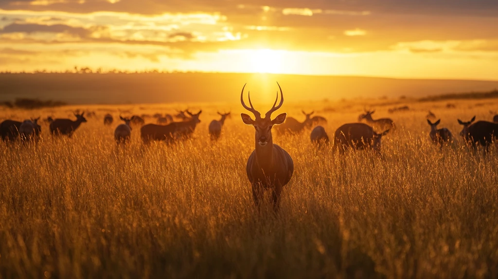 动感非洲野鹿群