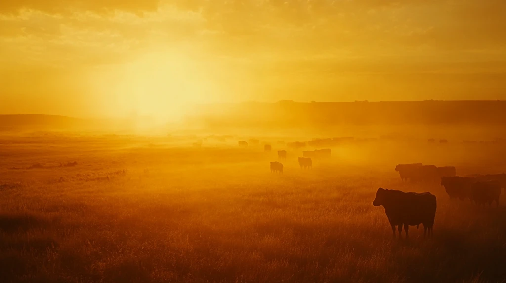 清晨太阳牛群乡村