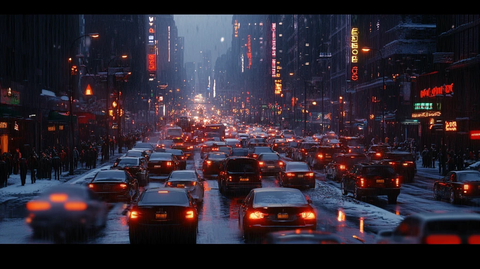 钢铁城市雨天的城市