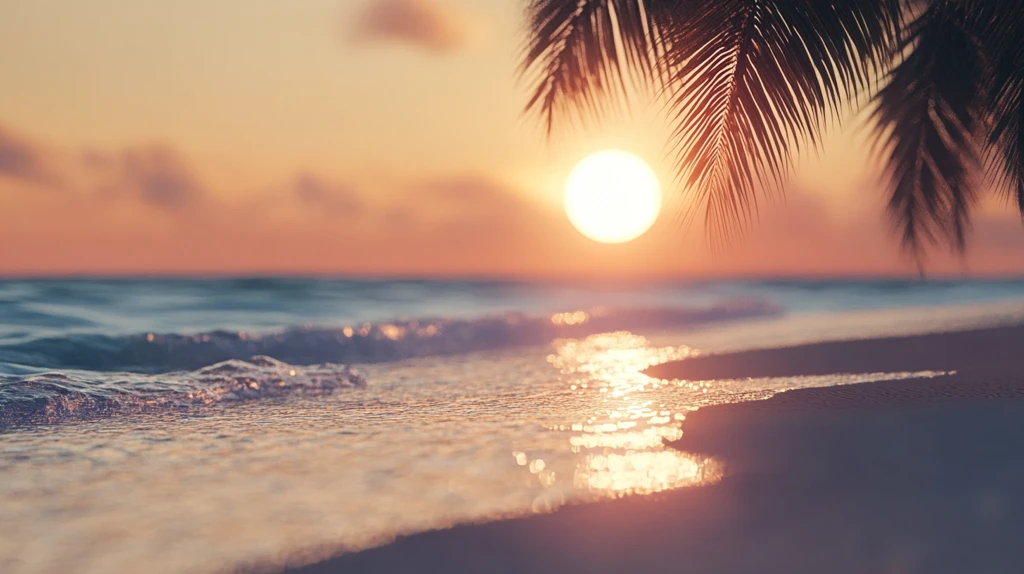 海边夕阳落日余晖背景