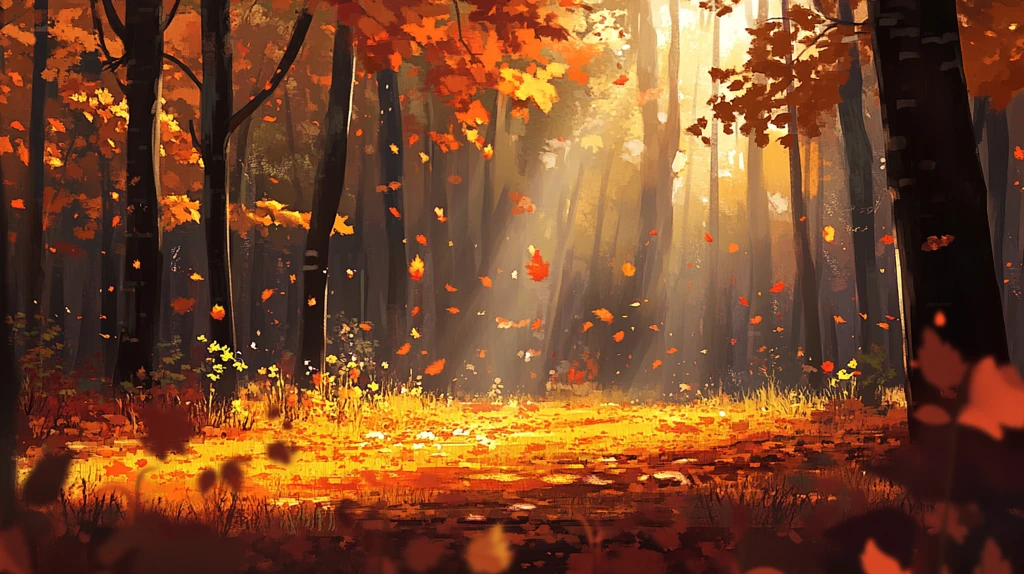 秋天森林画唯美秋色