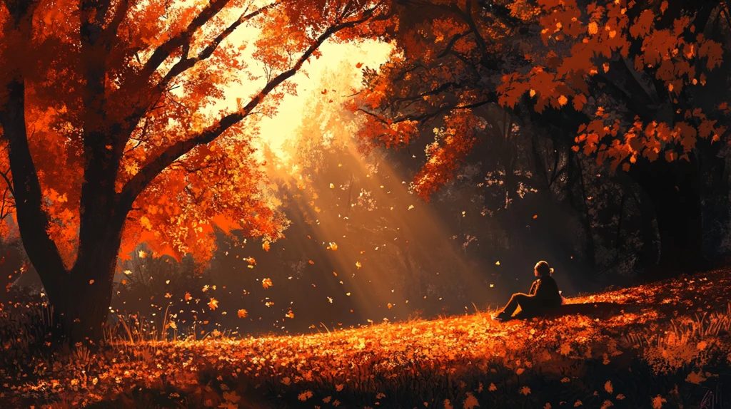 唯美逆光秋天黄树叶