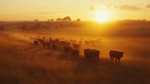 清晨太阳牛群乡村