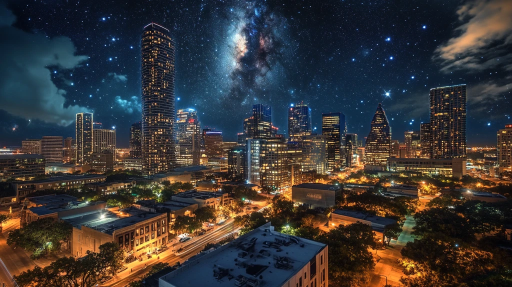 城市夜空星光璀璨