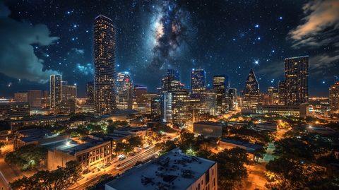 城市夜空星光璀璨