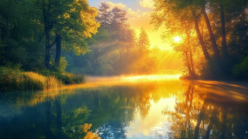 湖畔湖泊梦幻森林