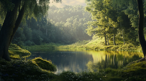 湖畔湖泊梦幻森林