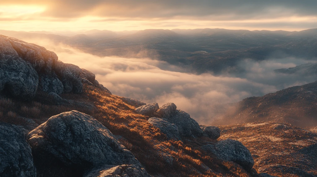 云雾秋色晨雾金色