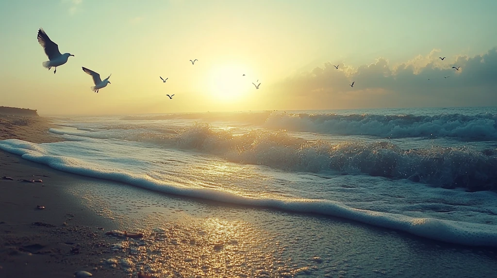 海边夕阳落日余晖背景