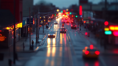 城市车流彩色光影