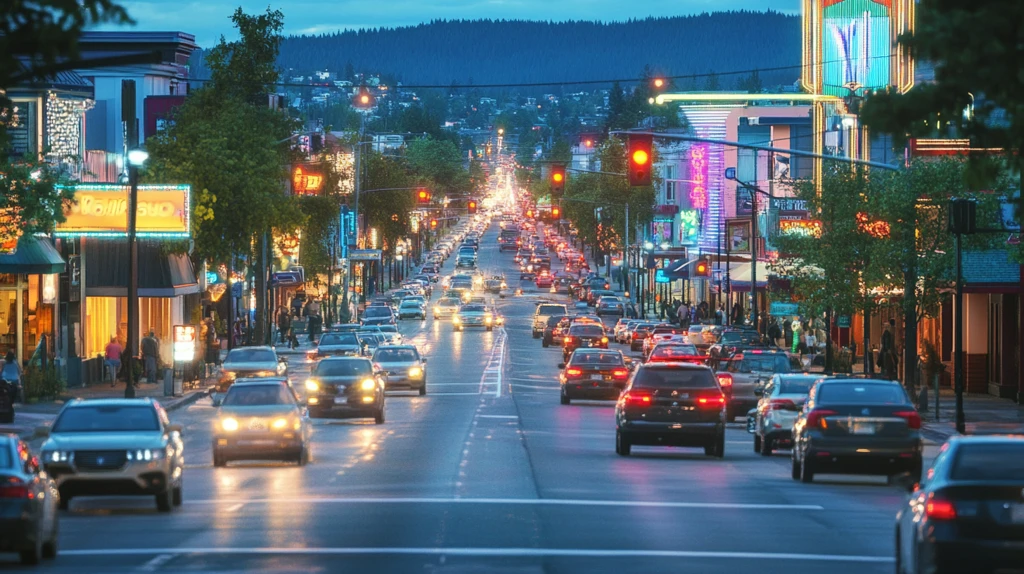 城市黄昏街道夜景