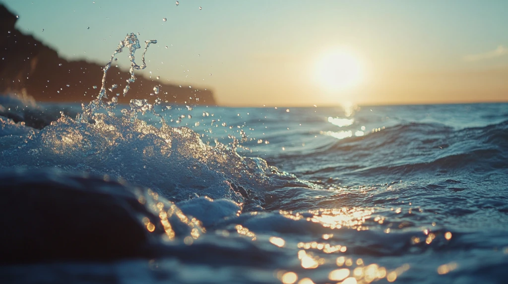 日出浪花背景